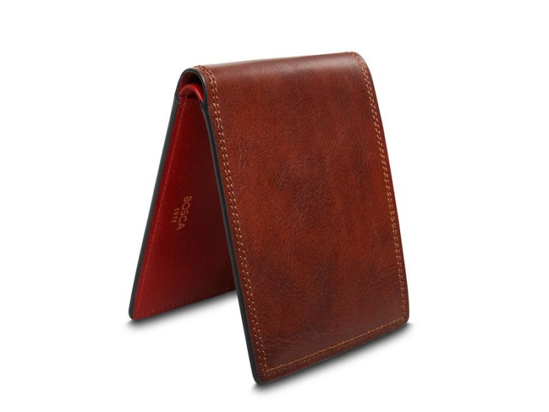 Bosca 8 Pocket Deluxe Executive Wallet Brown / Red | AUNEJ86993