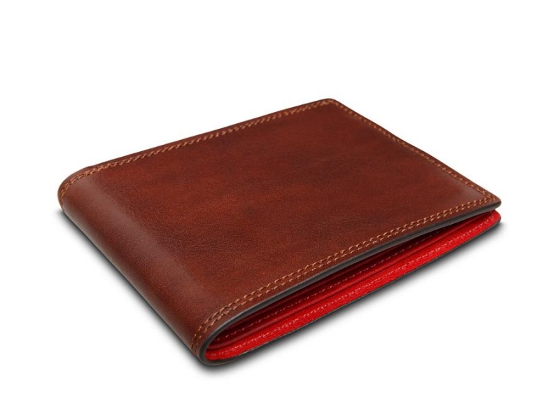 Bosca 8 Pocket Deluxe Executive Wallet Brown / Red | AUNEJ86993