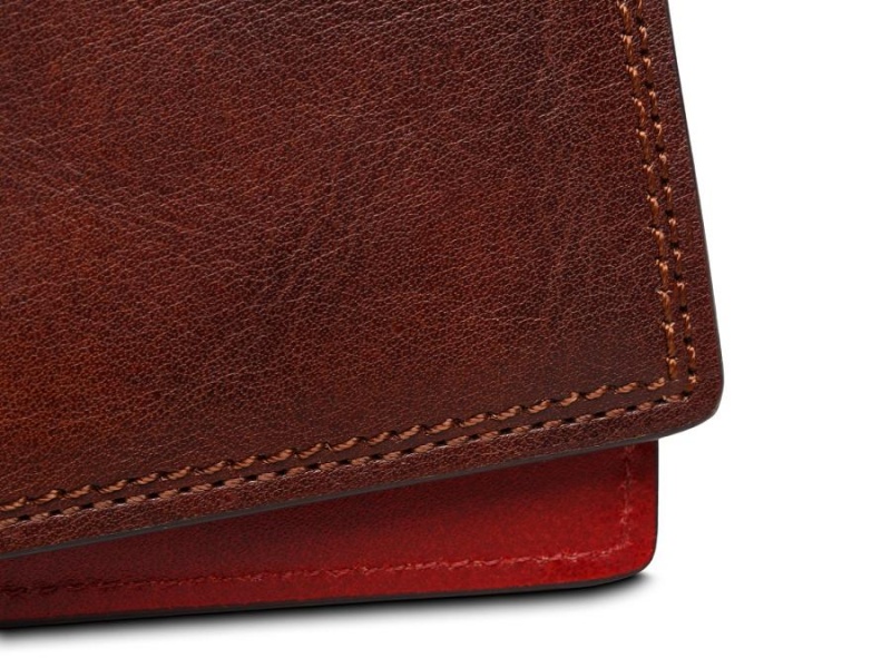 Bosca 8 Pocket Deluxe Executive Wallet Brown / Red | AUNEJ86993