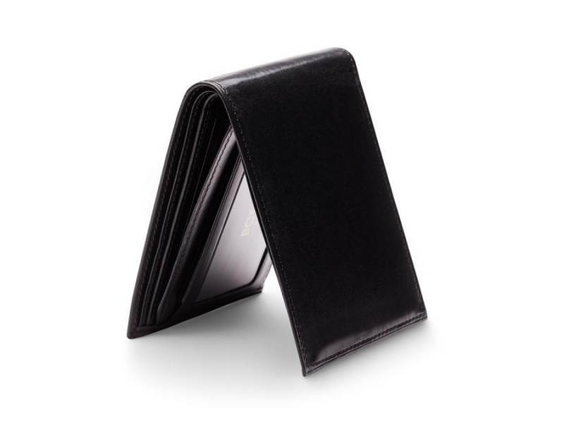 Bosca Bifold Wallet With Card / I.D. Flap Black | PAUER12640