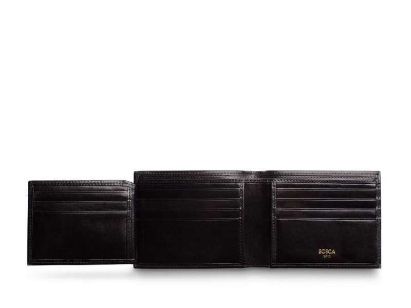 Bosca Bifold Wallet With Card / I.D. Flap Black | PAUER12640