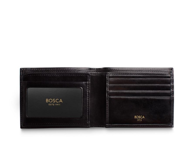 Bosca Bifold Wallet With Card / I.D. Flap Black | PAUER12640