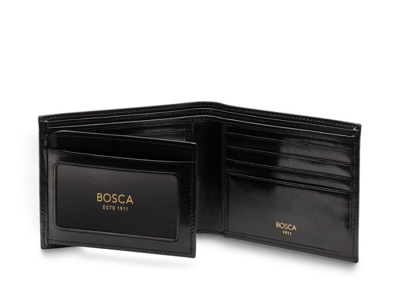 Bosca Bifold Wallet With Card / I.D. Flap Black | PAUER12640