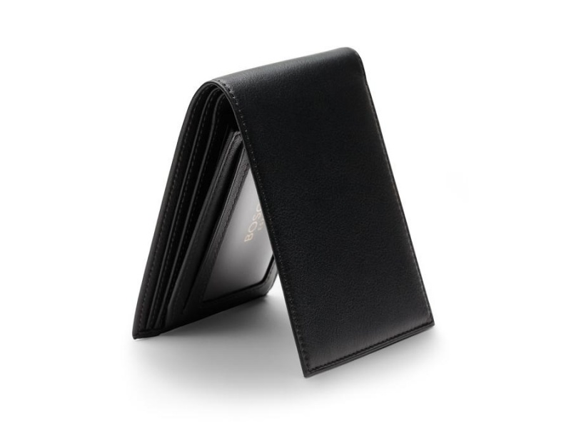 Bosca Bifold Wallet With Card / I.D. Flap Black | AAUDF36967