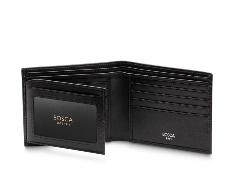 Bosca Bifold Wallet With Card / I.D. Flap Black | AAUDF36967