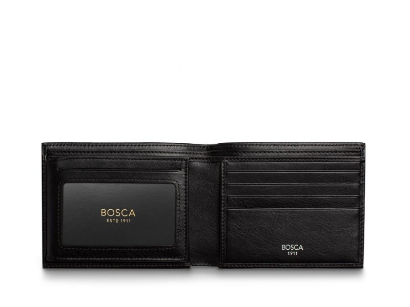 Bosca Bifold Wallet With Card / I.D. Flap Black | AAUDF36967