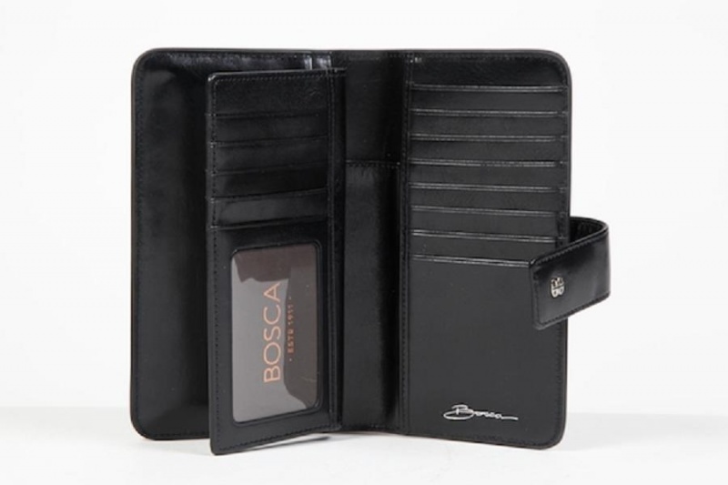 Bosca Checkbook Clutch Black | AUEGJ71735