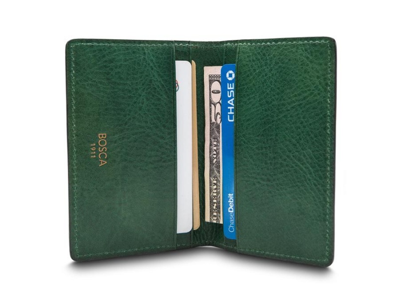 Bosca Credit Card Case Brown / Green | XAUBH54086