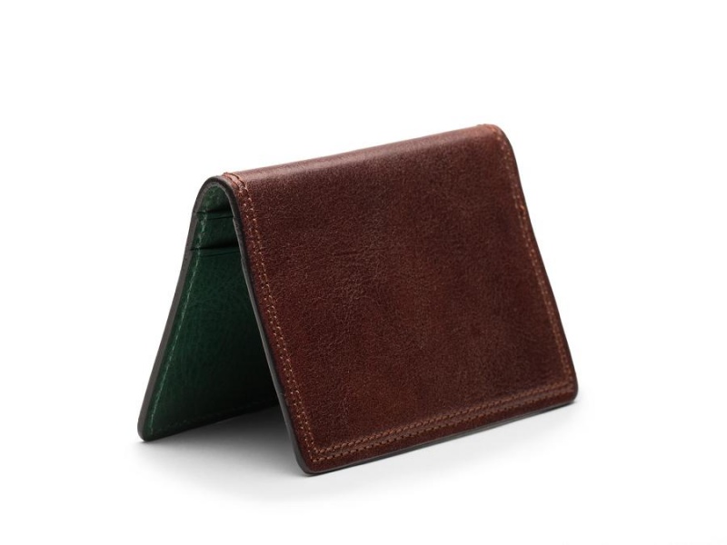 Bosca Credit Card Case Brown / Green | XAUBH54086