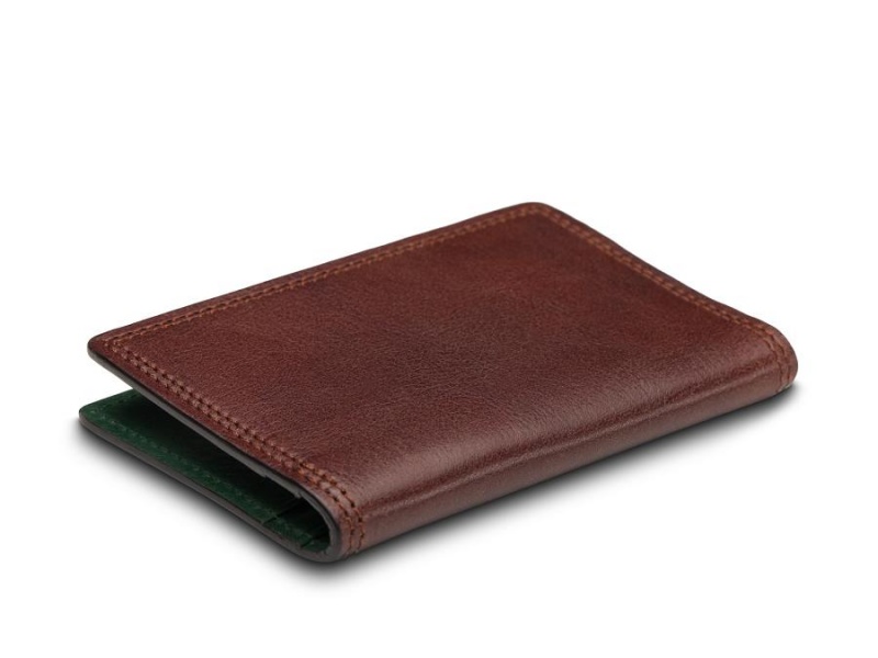 Bosca Credit Card Case Brown / Green | XAUBH54086