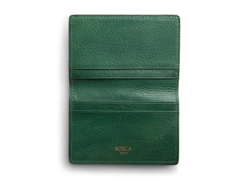 Bosca Credit Card Case Brown / Green | XAUBH54086