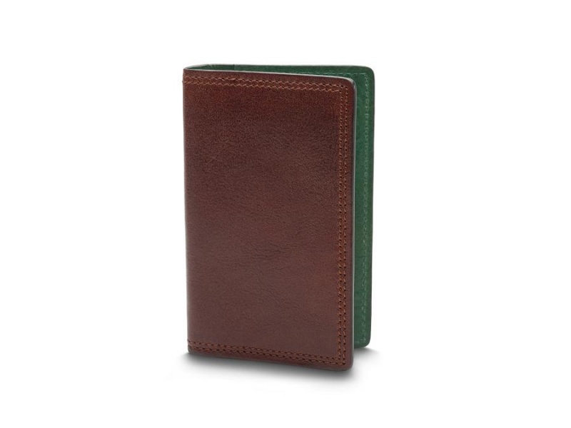 Bosca Credit Card Case Brown / Green | XAUBH54086