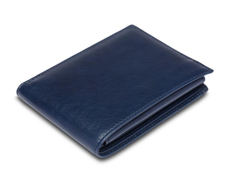 Bosca Credit Wallet w/ I.D. Passcase Navy Blue | AUQCS29091