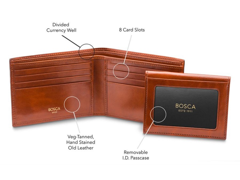 Bosca Credit Wallet with I.D. Passcase -Saddle- Brown | GAUEC82493