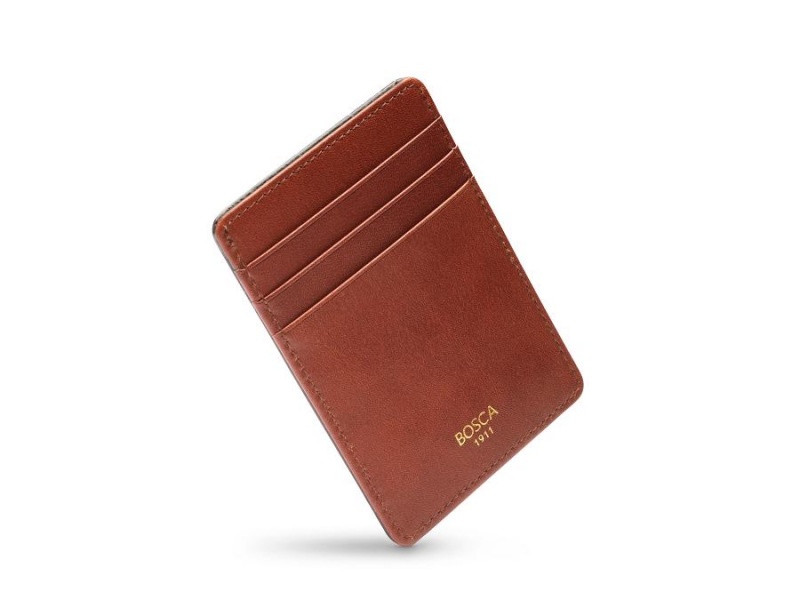 Bosca Deluxe Front Pocket Wallet Brown | AUJVR49172