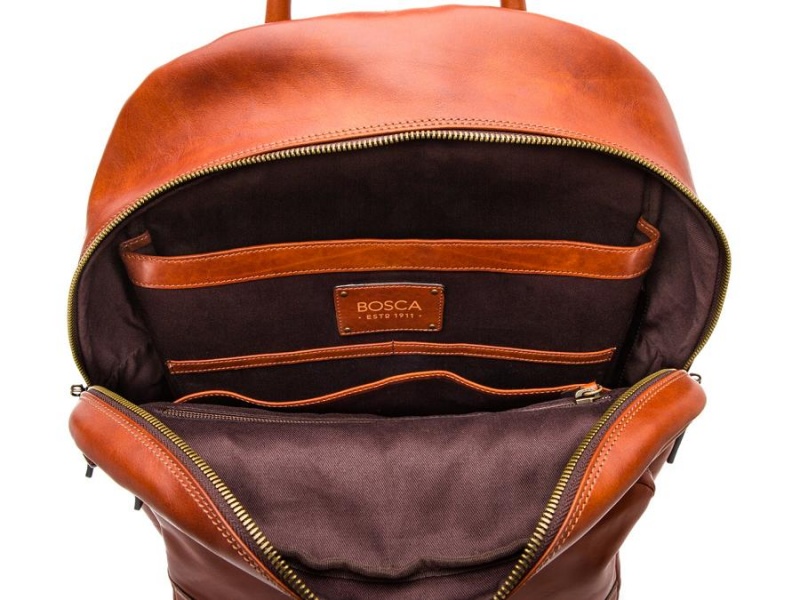 Bosca Dolce Leather Backpack Brown | AUXBR15641