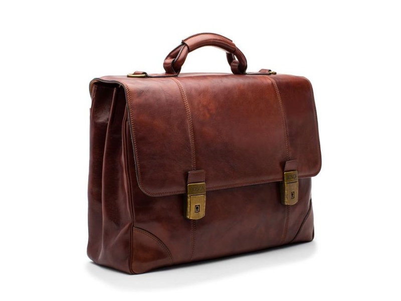 Bosca Double Gusset Flapover Bag Brown | AUZPD92471