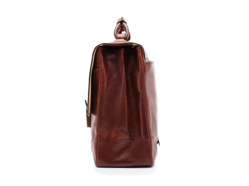 Bosca Double Gusset Flapover Bag Brown | AUZPD92471