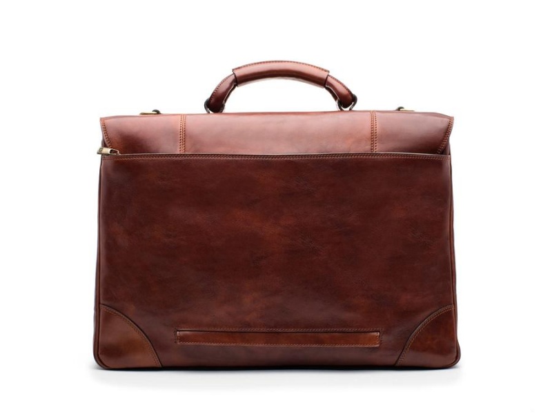 Bosca Double Gusset Flapover Bag Brown | AUZPD92471