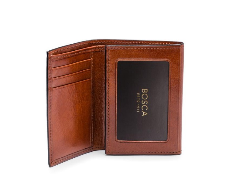 Bosca Double I.D. Trifold Wallet Brown | AUJVR30166