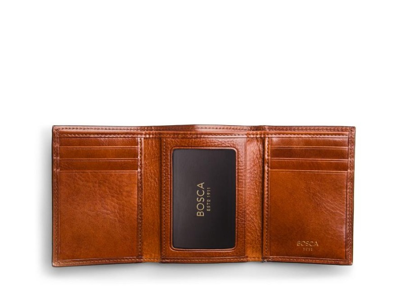 Bosca Double I.D. Trifold Wallet Brown | AUJVR30166