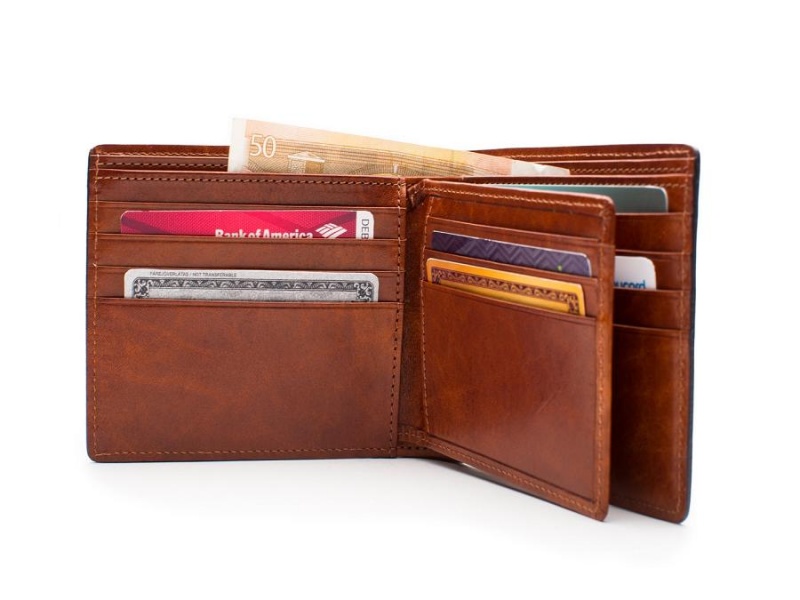 Bosca Euro 8 Pocket Deluxe Executive Wallet w/ Passcase Brown | UAUND17816