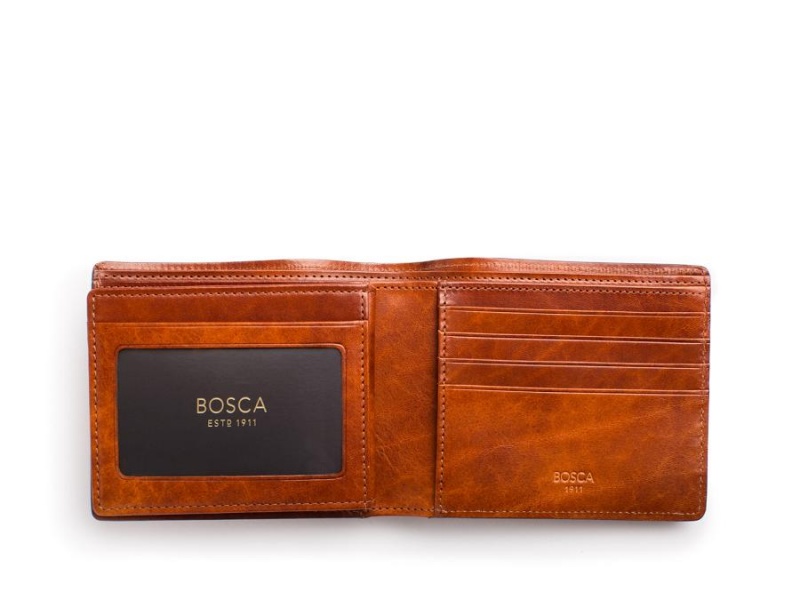 Bosca Euro 8 Pocket Deluxe Executive Wallet w/ Passcase Brown | UAUND17816