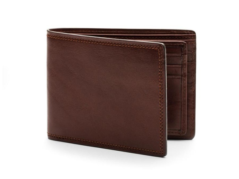 Bosca Euro 8 Pocket Deluxe Executive Wallet w/ Passcase Brown | UAUND17816