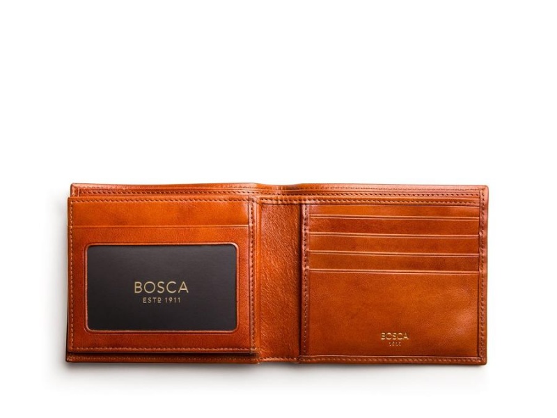 Bosca Euro 8 Pocket Deluxe Executive Wallet w/ Passcase Brown | LAUTR96822