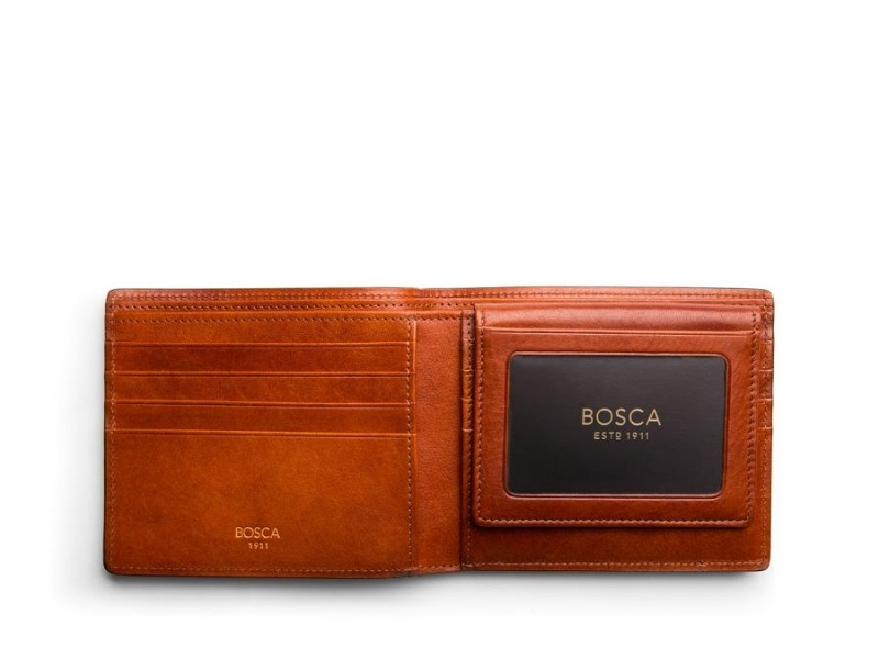 Bosca Euro Credit Wallet w/I.D. Passcase Brown | YAUVQ46432