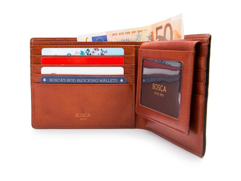 Bosca Euro Credit Wallet w/I.D. Passcase Brown | YAUVQ46432