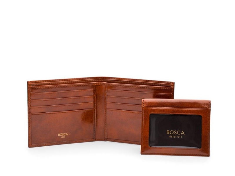 Bosca Euro Credit Wallet w/ ID Passcase Brown | AAUWC19033