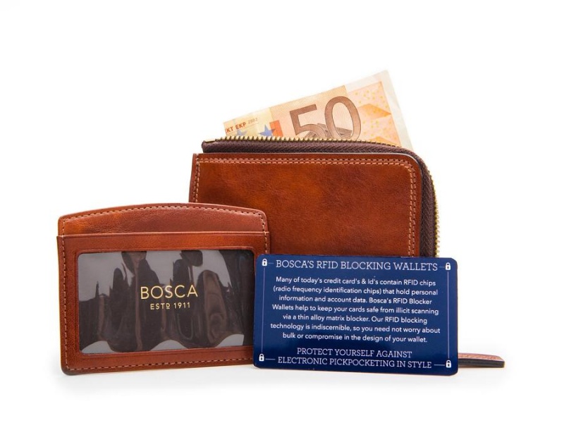 Bosca Euro Zip Wallet Brown | EAUVG46811