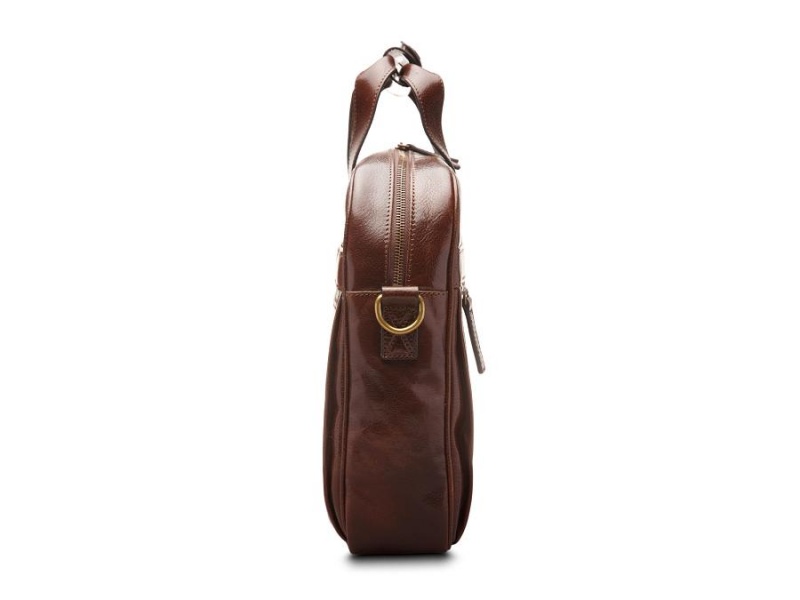 Bosca Firenze Single Gusset Stringer Brown | XAUBH37125