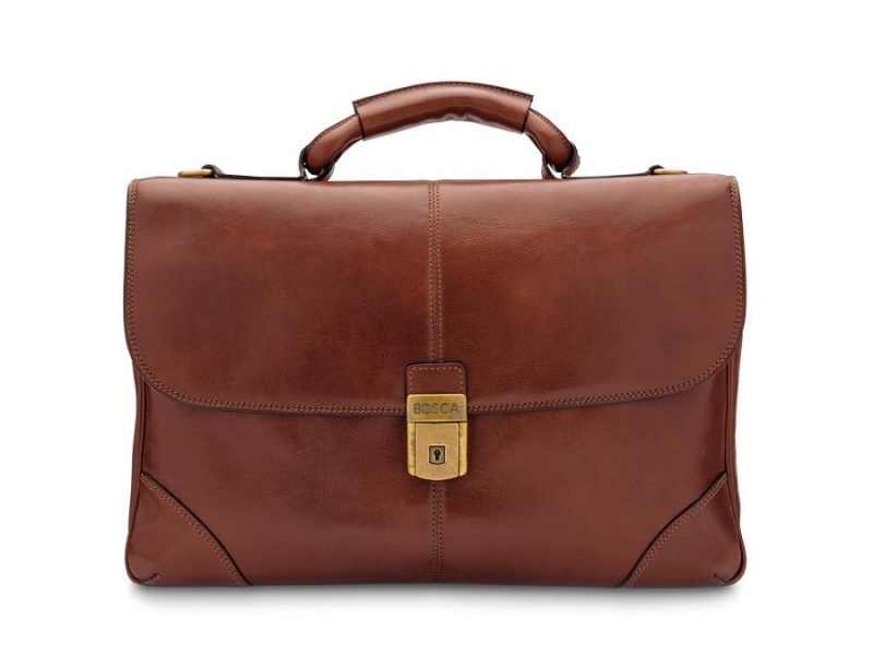 Bosca Flapover Briefcase Brown | EAUHC11310