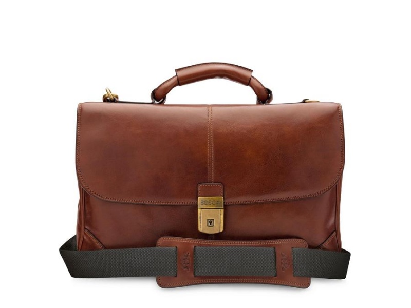 Bosca Flapover Briefcase Brown | EAUHC11310