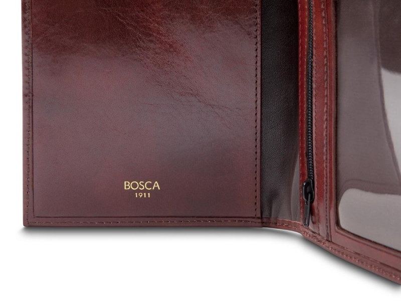 Bosca Flight Attendant Passport Wallet Brown | AUQAV87275