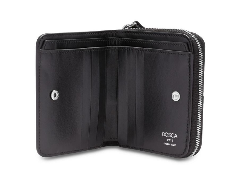 Bosca Italia 4" Billfold Wallet with Zip Black | QAUWA29057