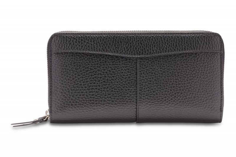 Bosca Italia 8" Accordion Zip Wallet Black | ZAUNQ94193