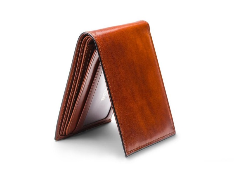 Bosca Italia Bifold Wallet With Card / I.D. Flap Brown | XAUBH12988