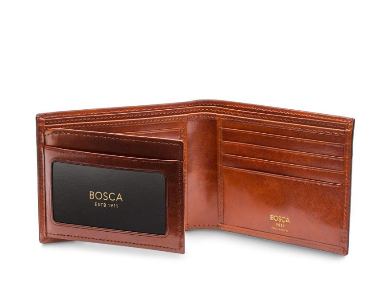 Bosca Italia Bifold Wallet With Card / I.D. Flap Brown | XAUBH12988