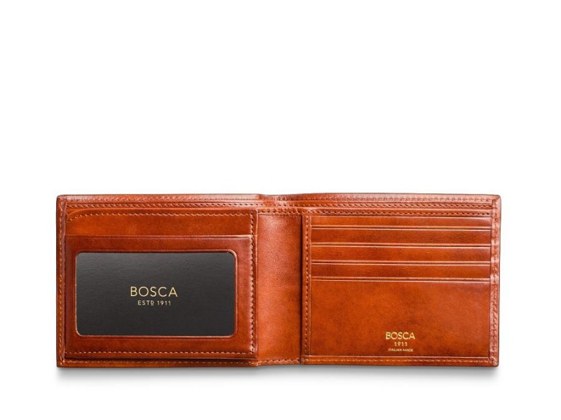 Bosca Italia Bifold Wallet With Card / I.D. Flap Brown | XAUBH12988