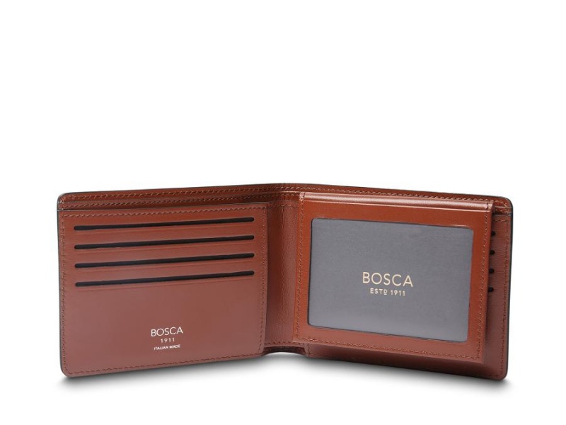 Bosca Italia Credit Wallet w/ I.D. Passcase Black / Brown | AUQAV48560