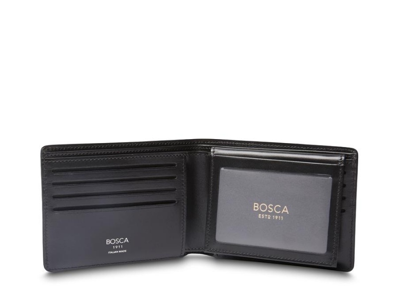 Bosca Italia Credit Wallet w/ I.D. Passcase Black / Brown | AUQAV48560