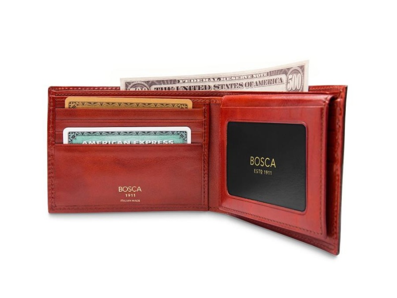 Bosca Italia Credit Wallet with I.D. Passcase Brown | XAUGW64070