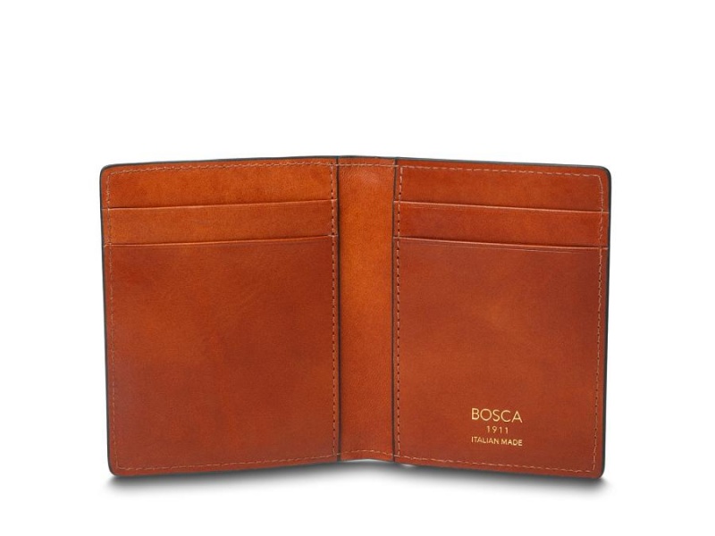 Bosca Italia Deluxe Front Pocket Wallet Brown | DAUVO98762