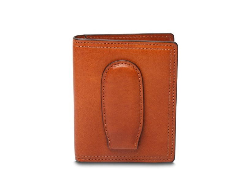 Bosca Italia Deluxe Front Pocket Wallet Brown | DAUVO98762