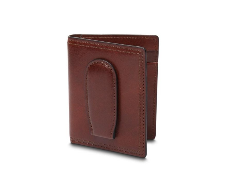 Bosca Italia Deluxe Front Pocket Wallet Brown | DAUVO98762