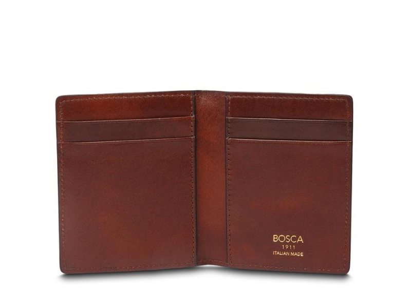 Bosca Italia Deluxe Front Pocket Wallet Brown | DAUVO98762