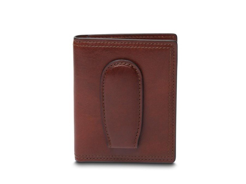 Bosca Italia Deluxe Front Pocket Wallet Brown | DAUVO98762